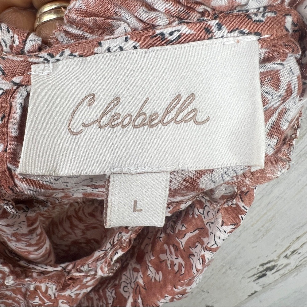 Cleobella Nasir Raja Floral Blouse Large Ruched Neck Cotton Boho Luxe Top - Picture 8 of 17